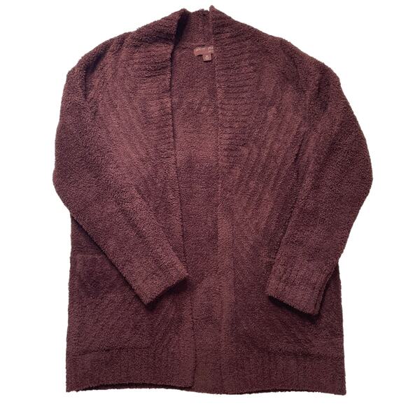 Barefoot Dreams Cozychic Directional Ribbed Cardigan Dark Brown Sz XS Women's - Picture 1 of 5
